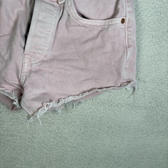 Levis 501 Denim Shorts Womens sz 24 Waist Pink Button Fly Cut Off Raw Hem - Picture 3 of 15